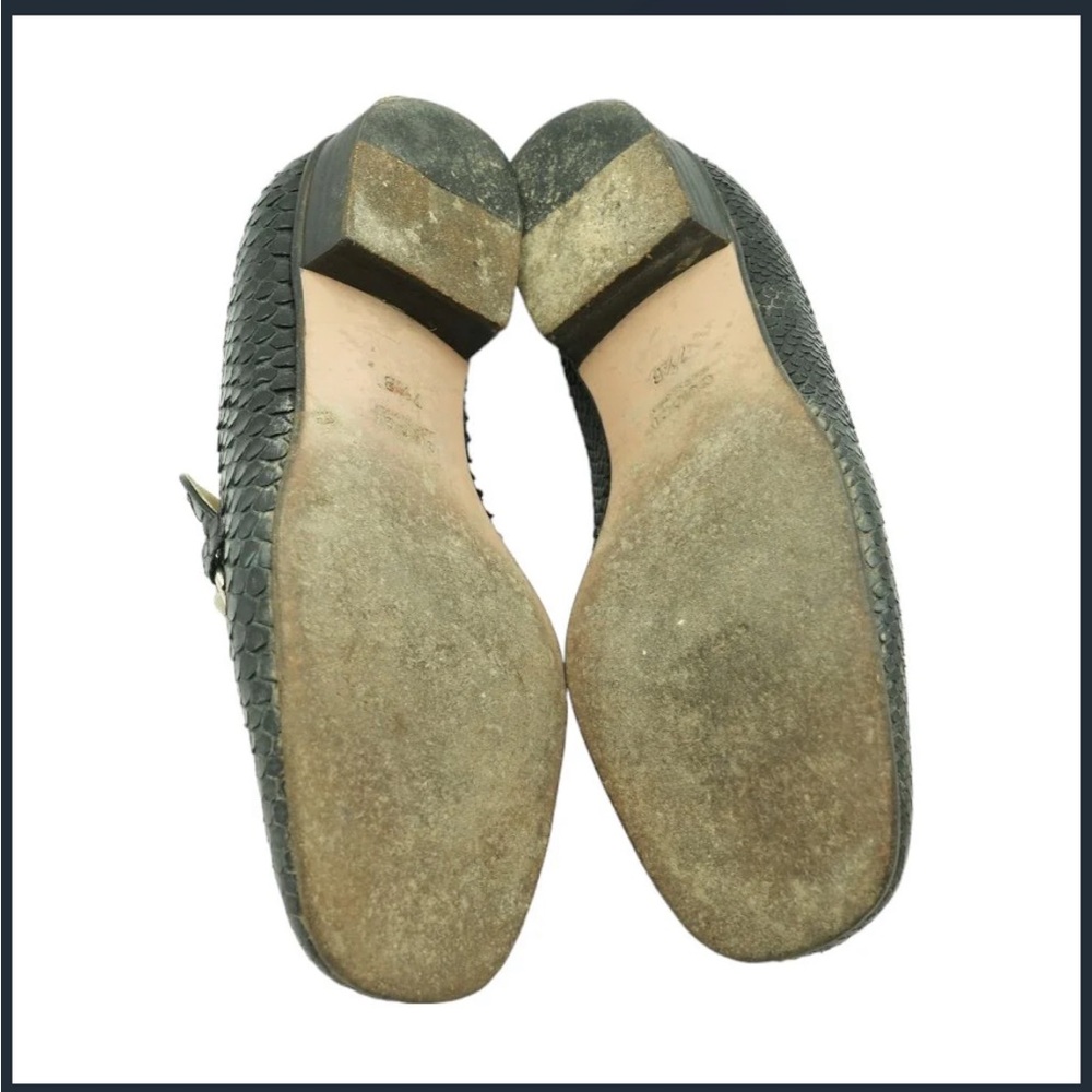 Gucci Black Python Snakeskin Silver Horse Bit Buc… - image 4